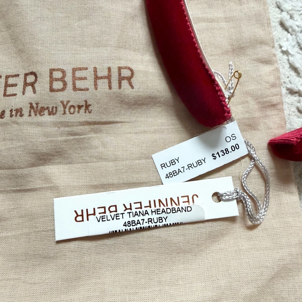 NWT Jennifer Behr Ruby Tiana Velvet Headband - Picture 2 of 5